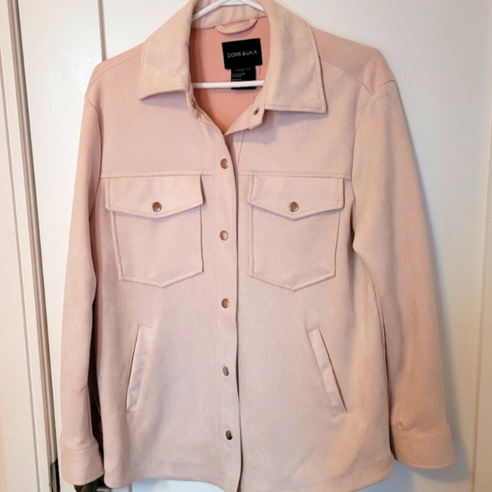 Pink Plush Shacket - L